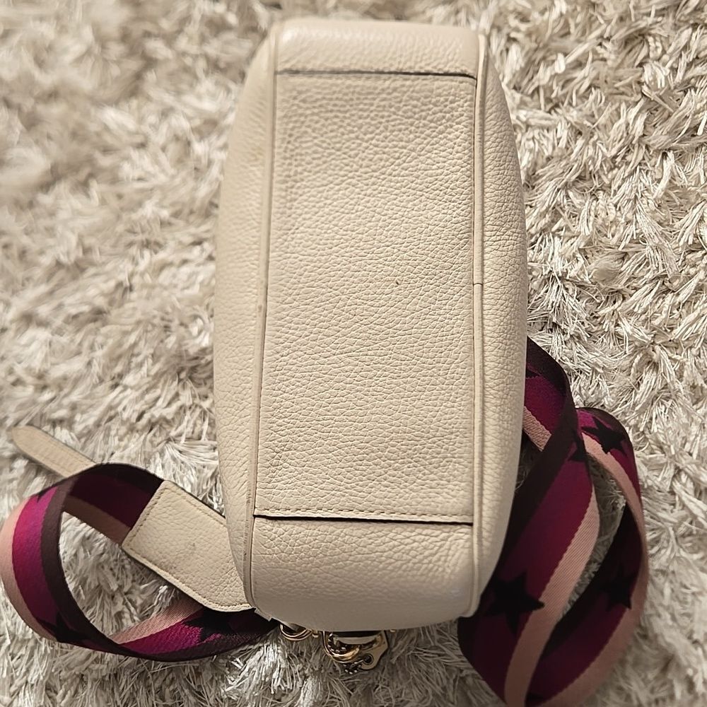 Coach Jes Chalk Crossbody Bag Gold Tone Double Zipper Guitar Strap Womens Purse - Picture 12 of 16